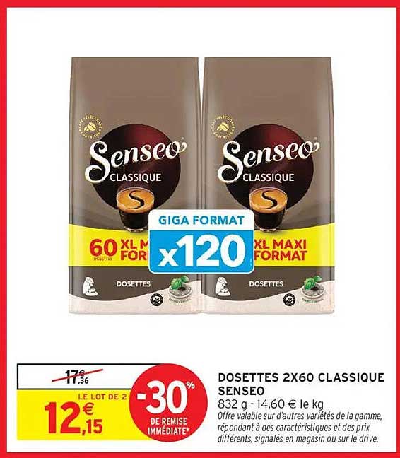 DOSSETTES 2X60 CLASSIQUE SENSEO