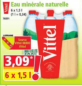 Eau minérale naturelle Vittel 6 x 1,5 l
