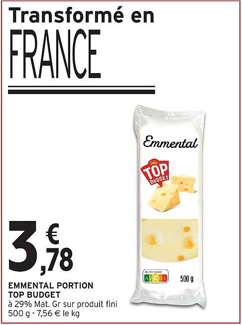 EMMENTAL PORTION TOP BUDGET