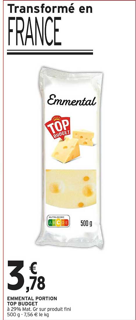 EMMENTAL PORTION TOP BUDGET