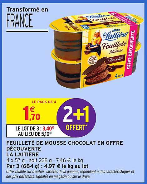 Feuilleté de mousse chocolat en offre découverte