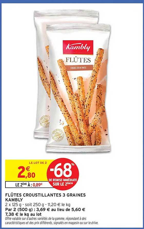 FLÛTES CROUSTILLANTES 3 GRAINES KAMBLY
