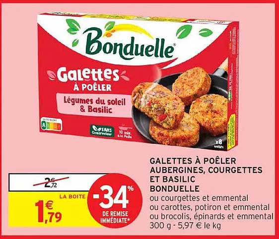 Galettes à poêler Aubergines, Courgettes et Basilic Bonduelle