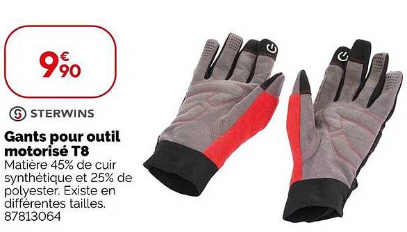 Gants pour outil motorisé T8
