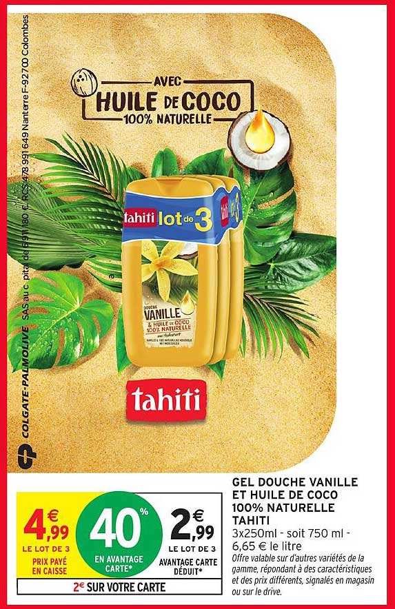GEL DOUCHE VANILLE ET HUILE DE COCO 100% NATURELLE TAHITI
