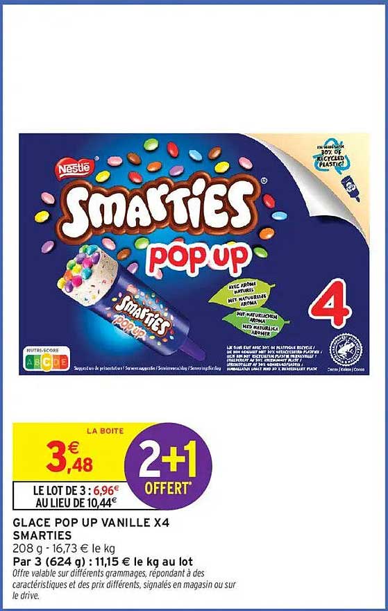 GLACE POP UP VANILLE X4 SMARTIES