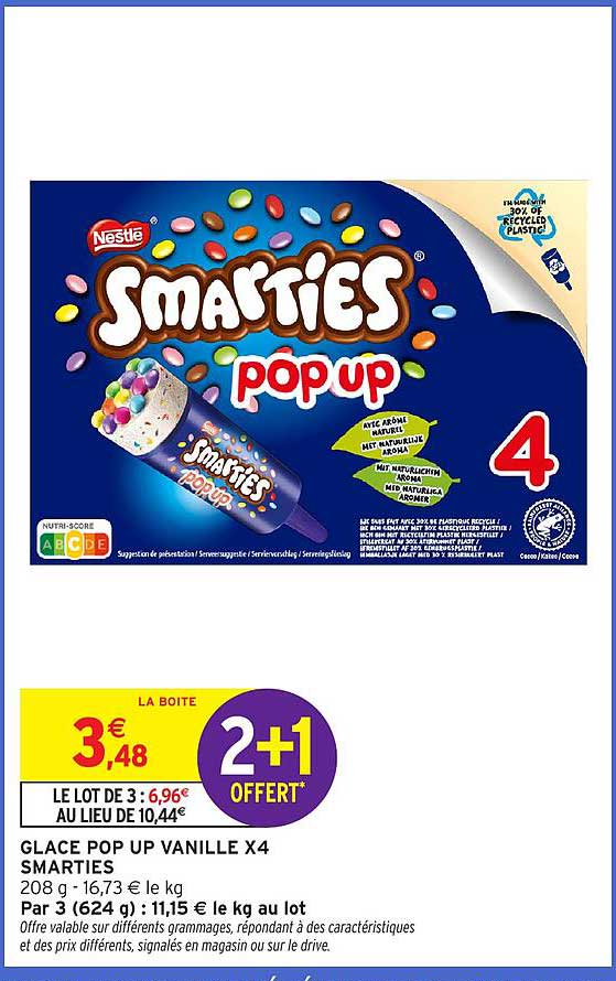GLACE POP UP VANILLE X4 SMARTIES