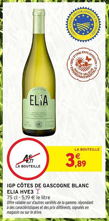 IGP CÔTES DE GASCOGNE BLANC ELIA HVE3
