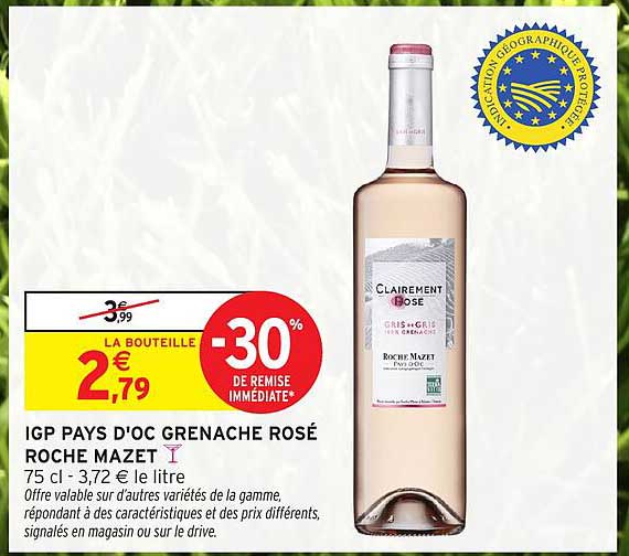IGP PAYS D'OC GRENACHE ROSÉ ROCHE MAZET