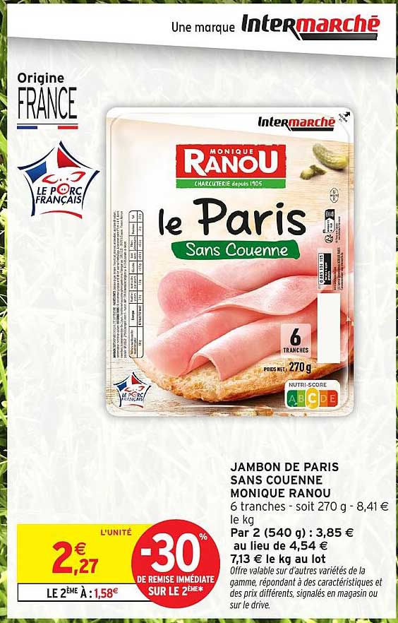JAMBON DE PARIS SANS COUENNE MONIQUE RANOU