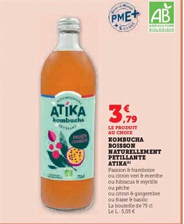 KOMBUCHA BOISSON NATURELLEMENT PETILLANTE ATIKA