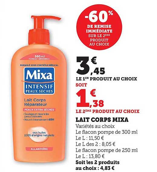 Lait Corps Mixa Intensif Peaux Sèches
