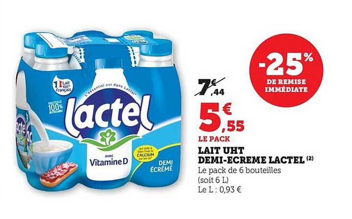 LAIT UHT DEMI-ECRÈME LACTEL
