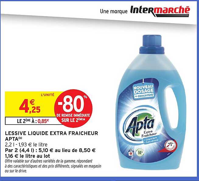 LESSIVE LIQUIDE EXTRA FRAICHEUR APTA