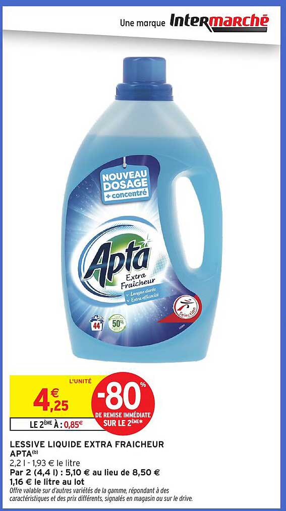 LESSIVE LIQUIDE EXTRA FRAICHEUR APTA