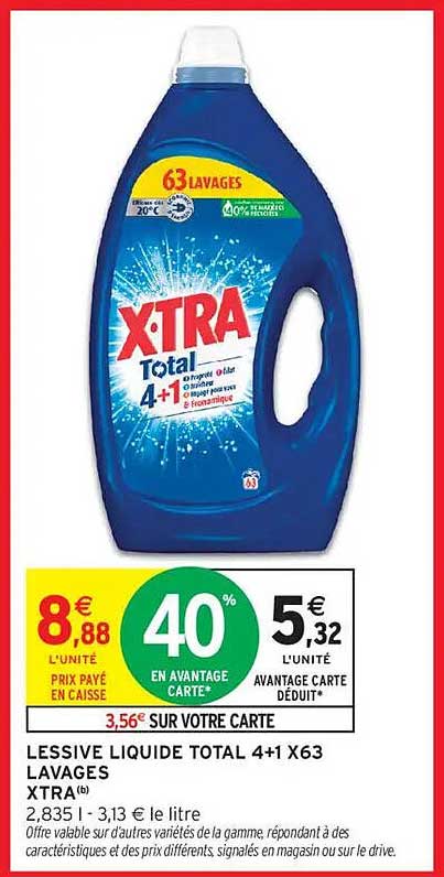 Lessive Liquide Total 4+1 X63 Lavages XTRA