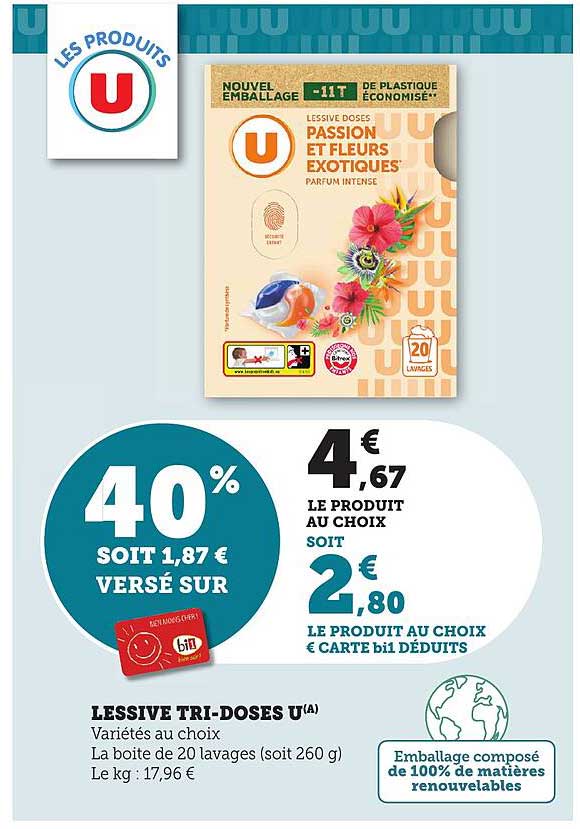 LESSIVE TRI-DOSÉS U - PASSION ET FLEURS EXOTIQUES