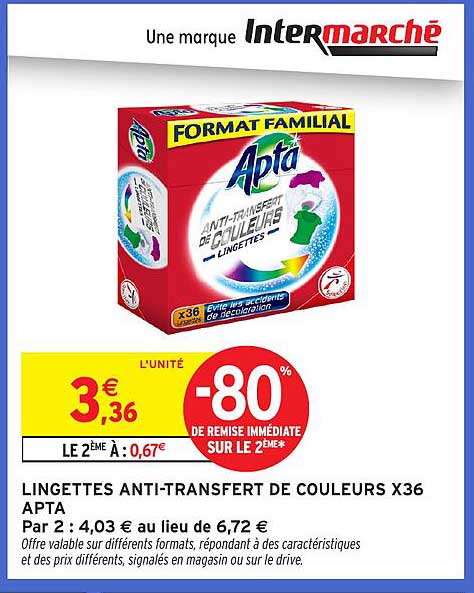 LINGETTES ANTI-TRANSFERT DE COULEURS X36 APTA