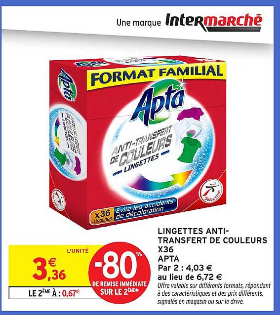 LINGETTES ANTI-TRANSFERT DE COULEURS X36 APTA