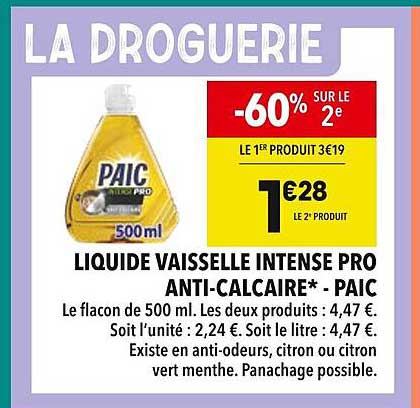 LIQUIDE VAISSELLE INTENSE PRO ANTI-CALCAIRE* - PAIC