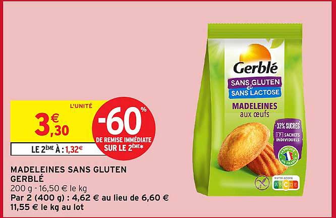 MADELEINES SANS GLUTEN GERBLÉ