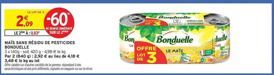 MAÏS SANS RÉSIDU DE PESTICIDES BONDUELLE