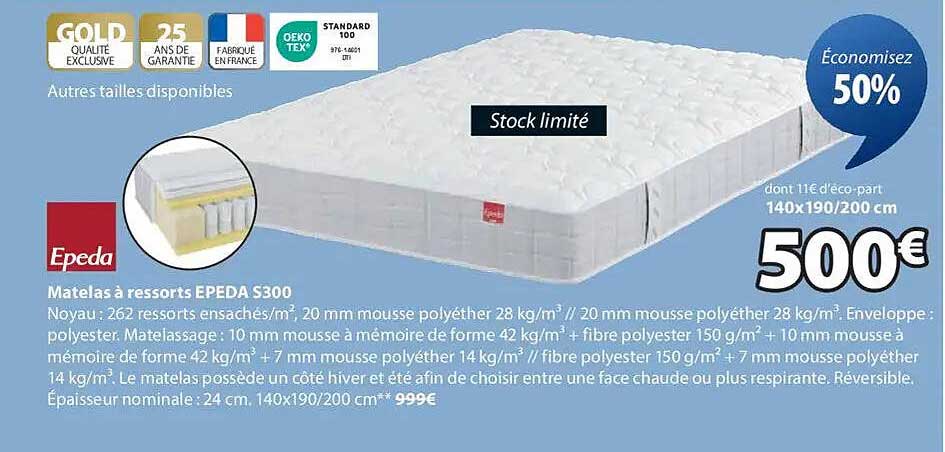 Matelas à ressorts EPEDA S300