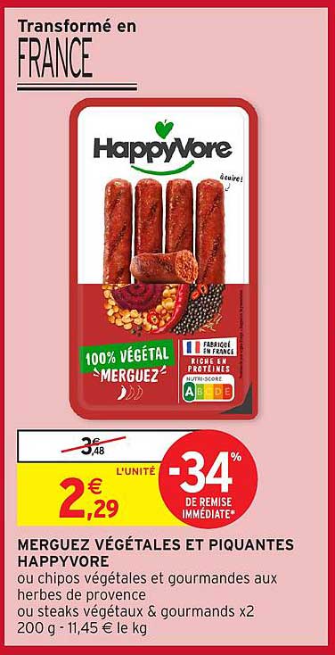 MERGUEZ VÉGÉTALES ET PIQUANTES HAPPYVORE