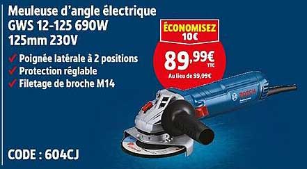 Meuleuse d’angle électrique GWS 12-125 690W 125mm 230V