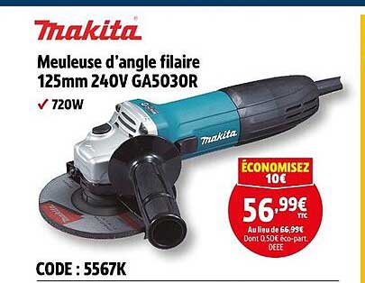 Meuleuse d’angle filaire 125mm 240V GA5030R