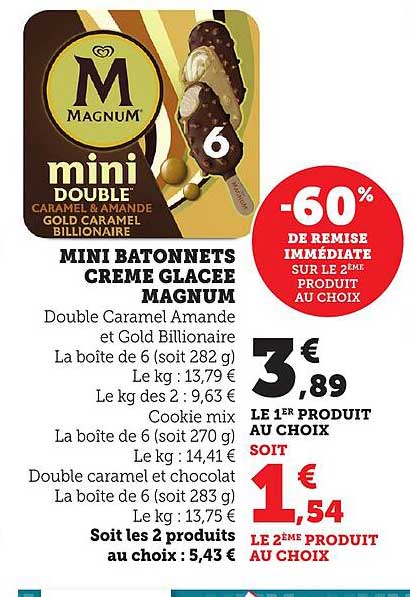 MINI BATONNETS CREME GLACEE MAGNUM