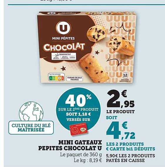 MINI GATEAUX PEPITES CHOCOLAT U