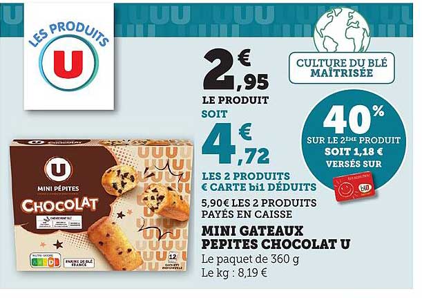 MINI GATEAUX PÉPITES CHOCOLAT U