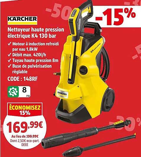 Nettoyeur haute pression électrique K4 130 bar