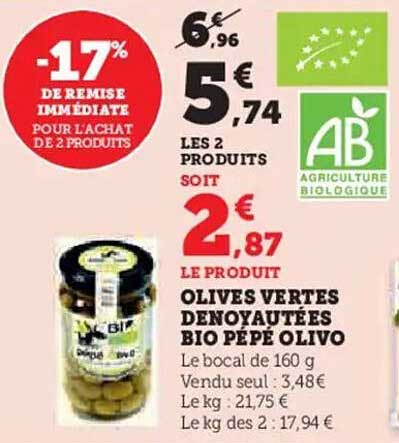 OLIVES VERTES DENOYAUTÉES BIO PÉPÉ OLIVO