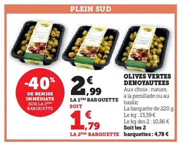 OLIVES VERTES DENOYOUTEES