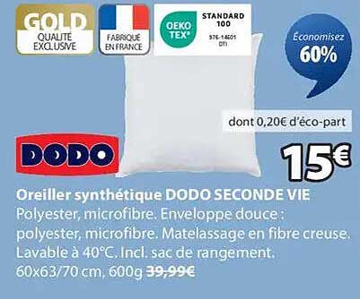 Oreiller synthétique DODO SECONDE VIE