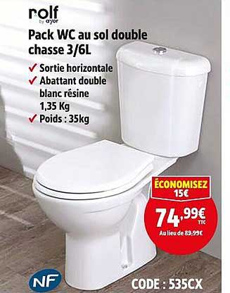 Pack WC au sol double chasse 3/6L
