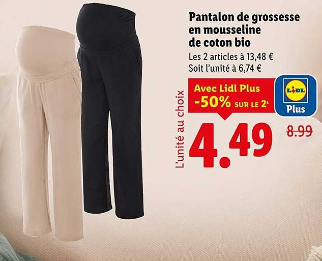 Pantalon de grossesse en mousseline de coton bio