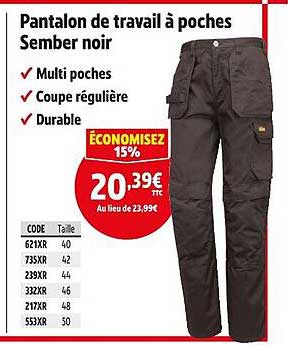 Pantalon de travail à poches Sember noir