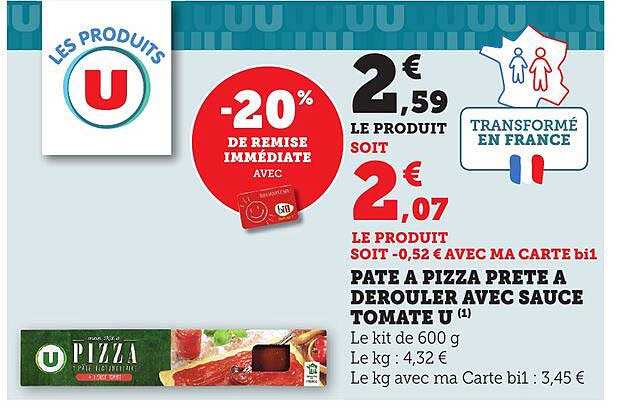 PATE A PIZZA PRETE A DEROULER AVEC SAUCE TOMATE U