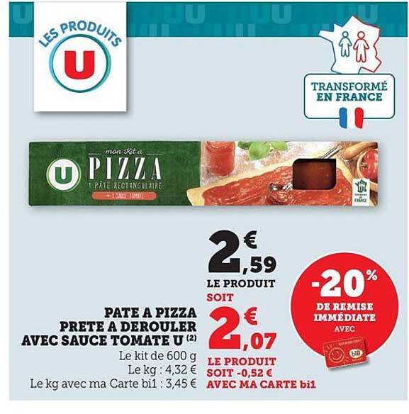 PATE A PIZZA PRETE A DEROUTER AVEC SAUCE TOMATE U