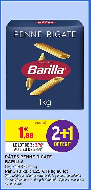 PÂTES PENNE RIGATE BARILLA