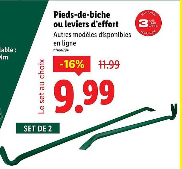 Pieds-de-biche ou leviers d’effort