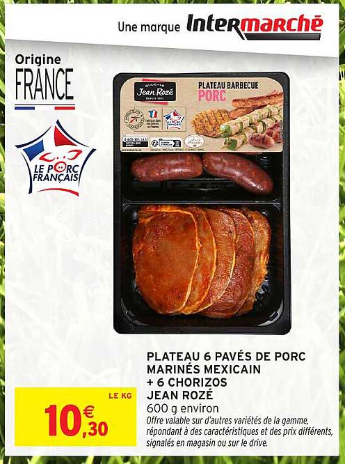 PLATEAU 6 PAVÉS DE PORC MARINÉS MEXICAIN + 6 CHORIZOS