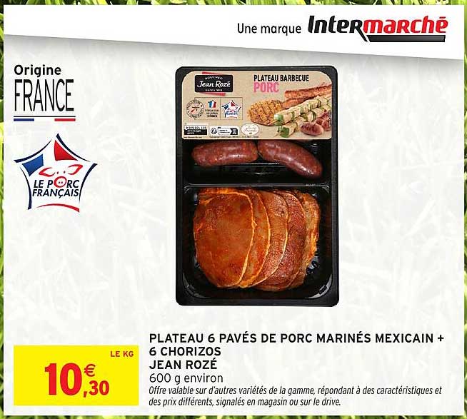 PLATEAU 6 PAVÉS DE PORC MARINÉS MEXICAIN + 6 CHORIZOS