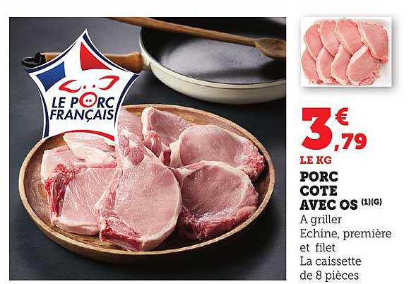 PORC COTE AVEC OS (1KG)