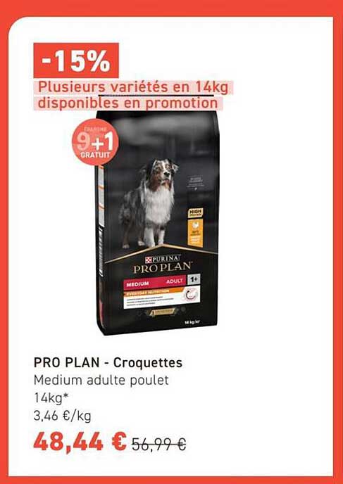 PRO PLAN - Croquettes Medium adulte poulet