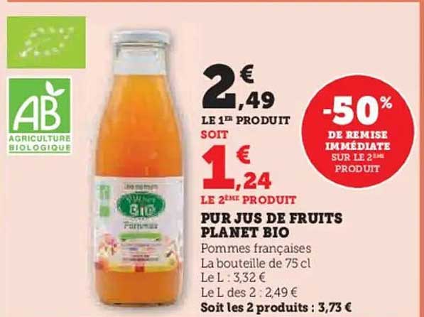 PUR JUS DE FRUITS PLANET BIO