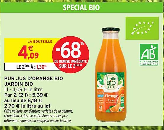 PUR JUS D'ORANGE BIO JARDIN BIO